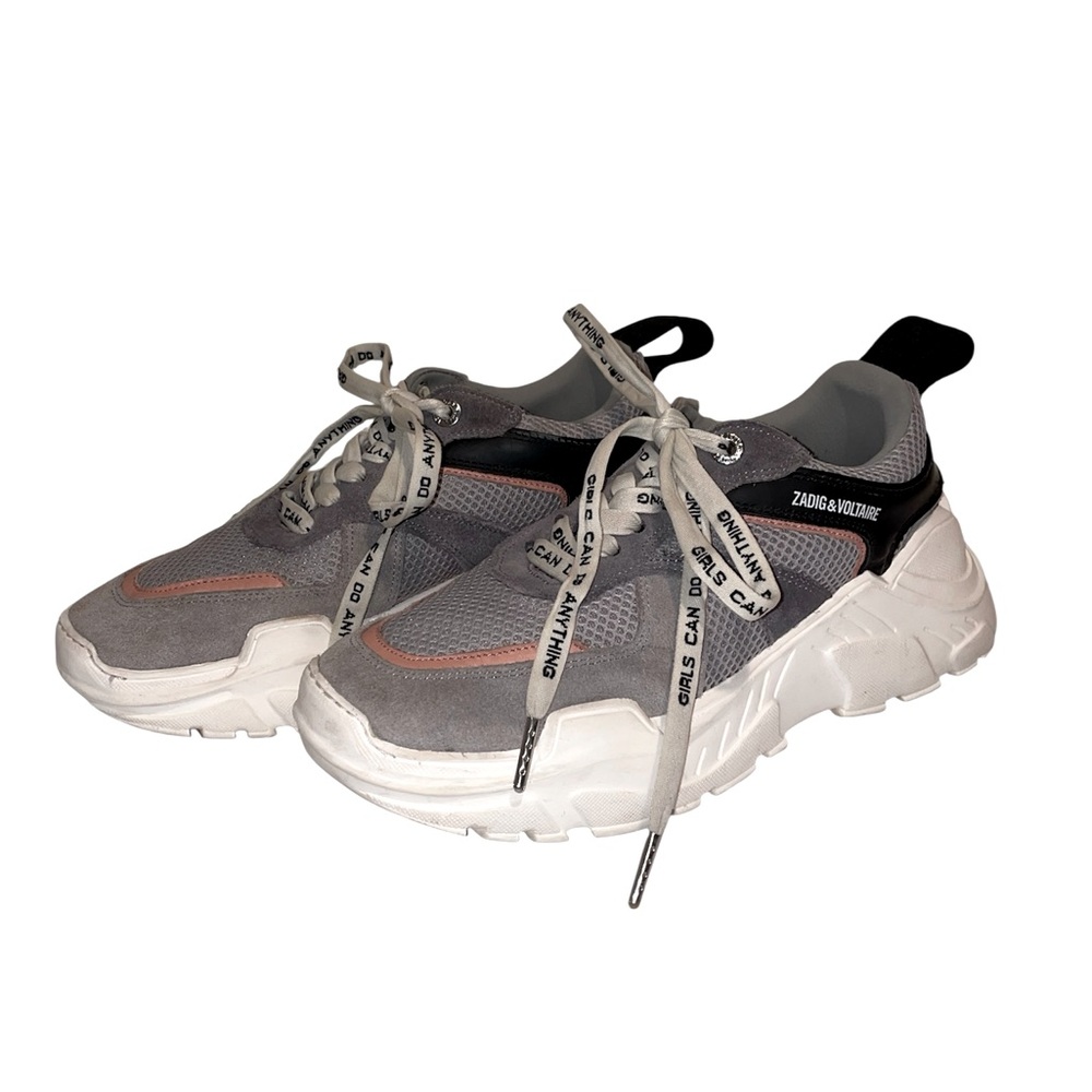 Zadig & Voltaire Gray and White Chunky Sneakers